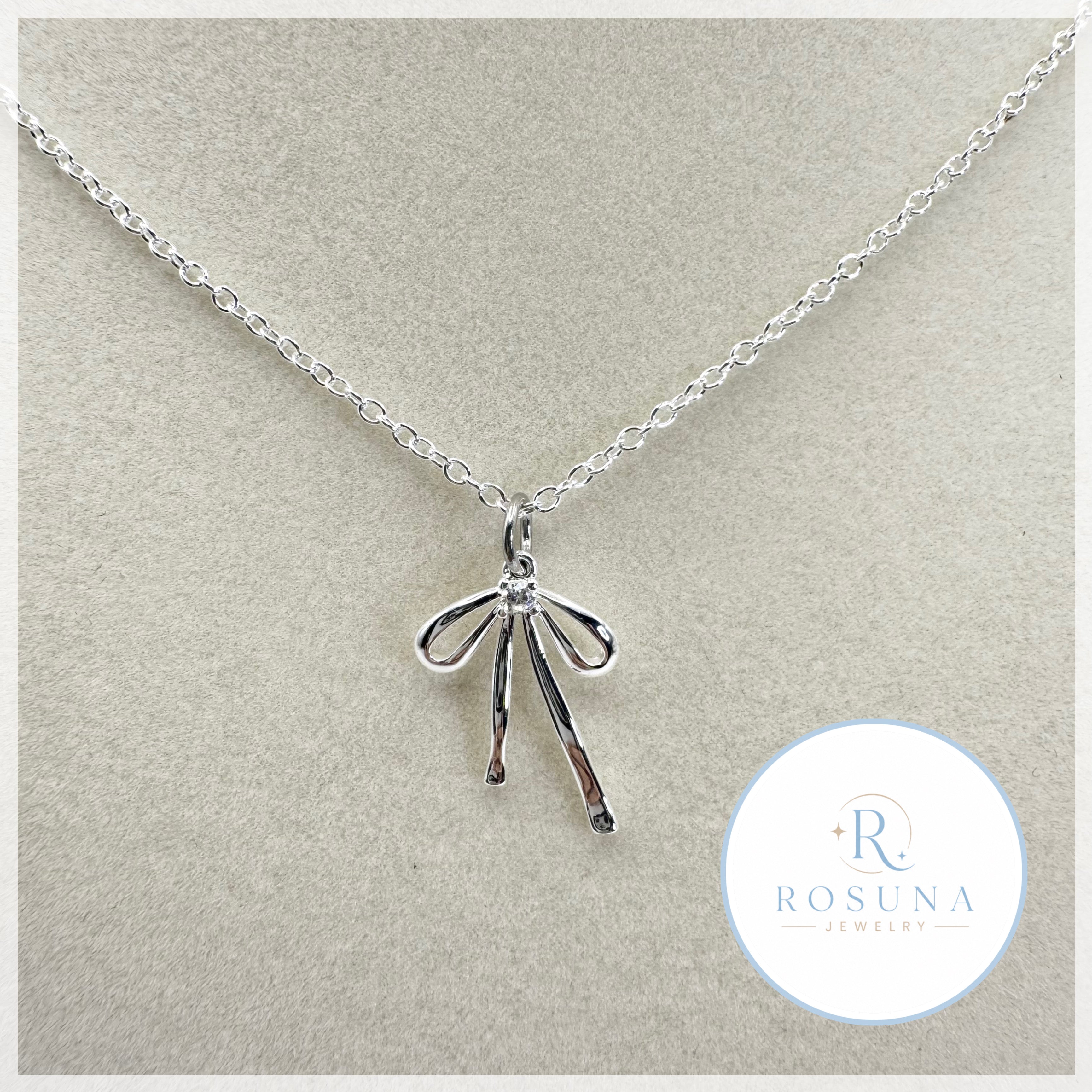 handmade bow silver necklace