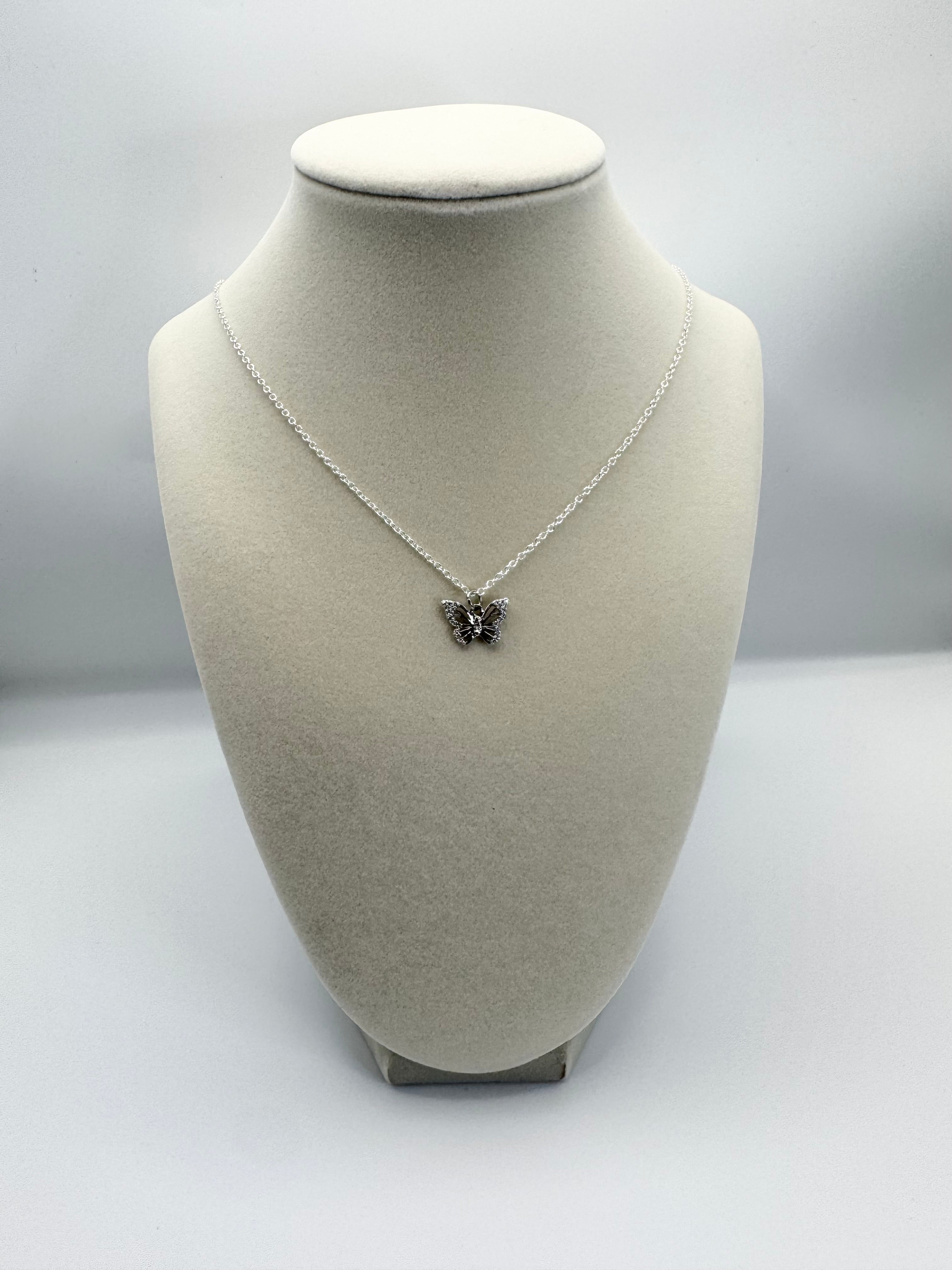 handmade butterfly silver necklace