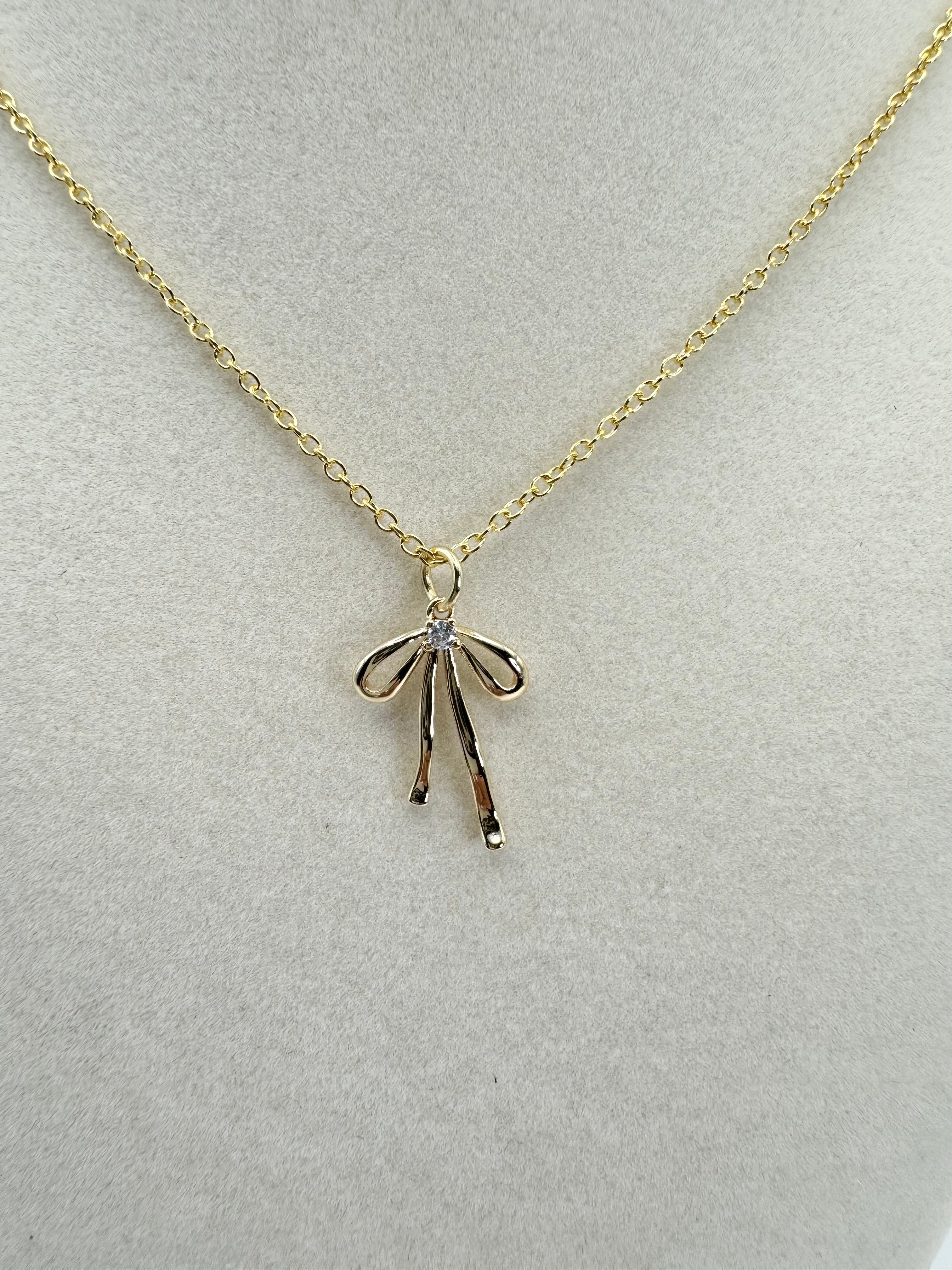 handmade bow gold necklace