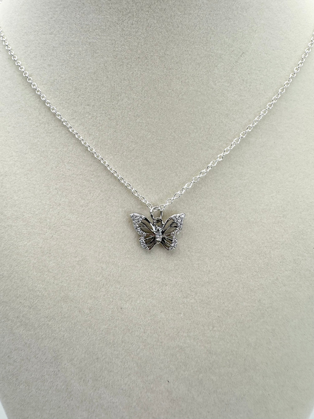 handmade butterfly silver necklace