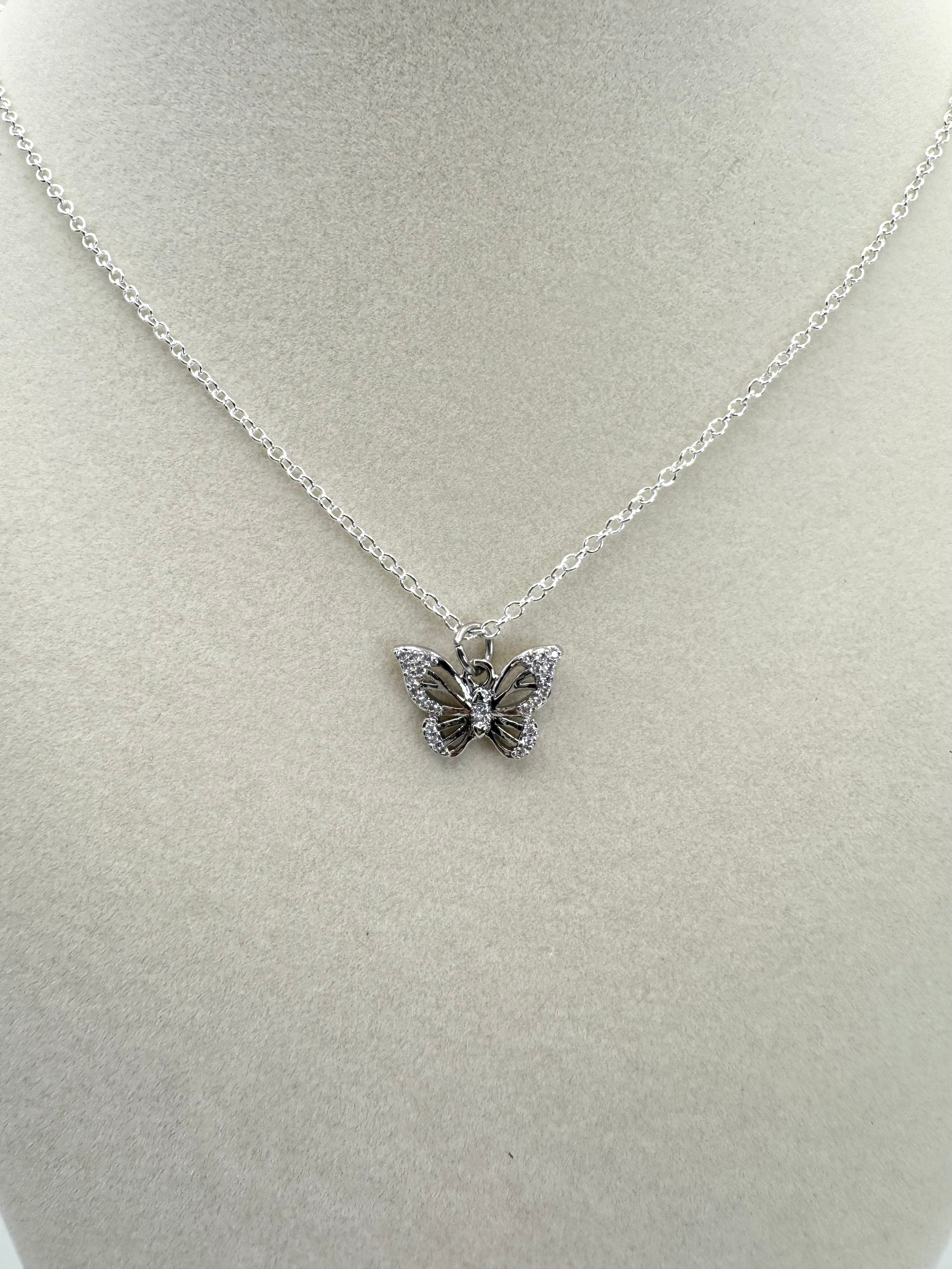 handmade butterfly silver necklace