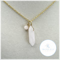 handmade rose quartz gold necklace