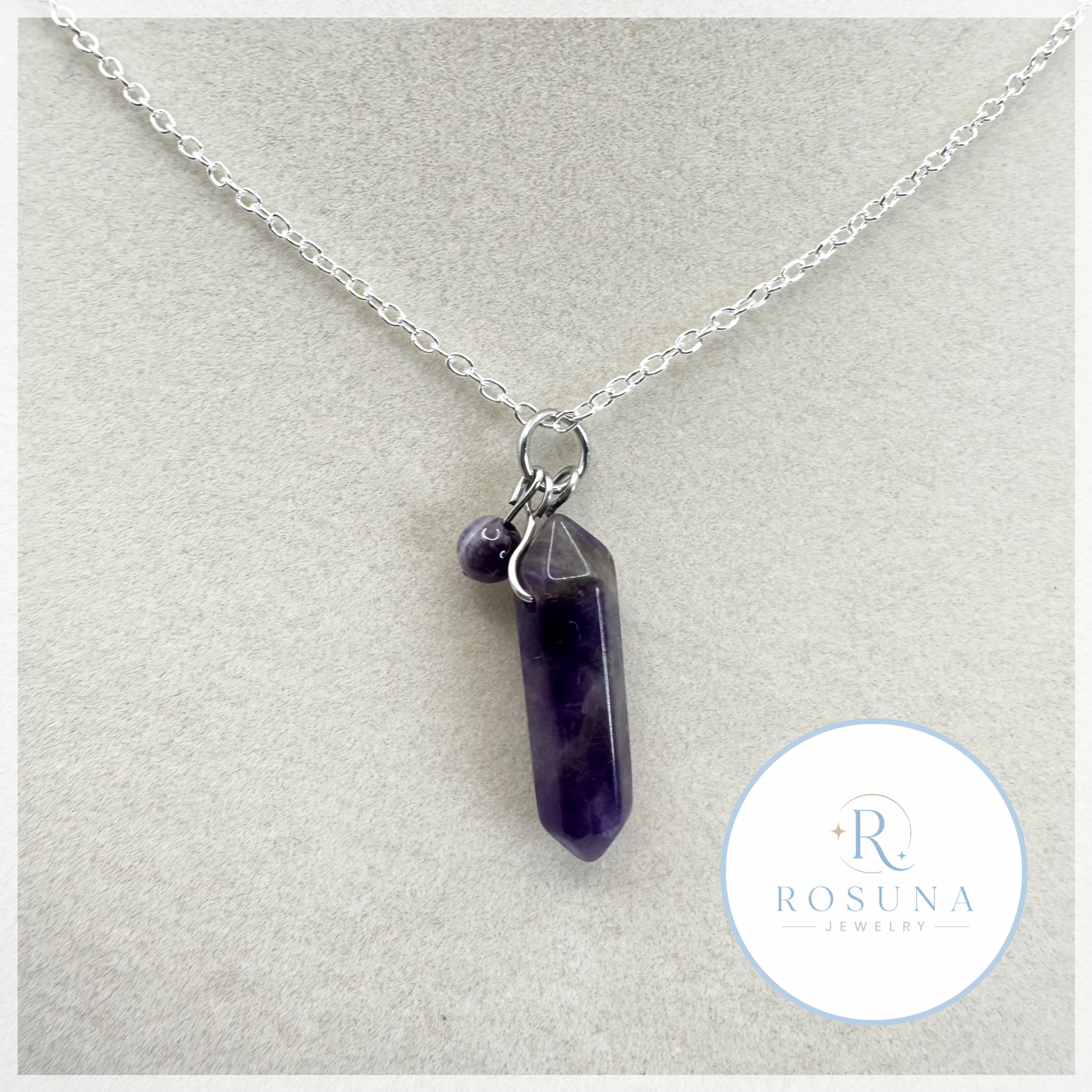 handmade amethyst silver necklace