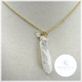 handmade quartz gold necklace