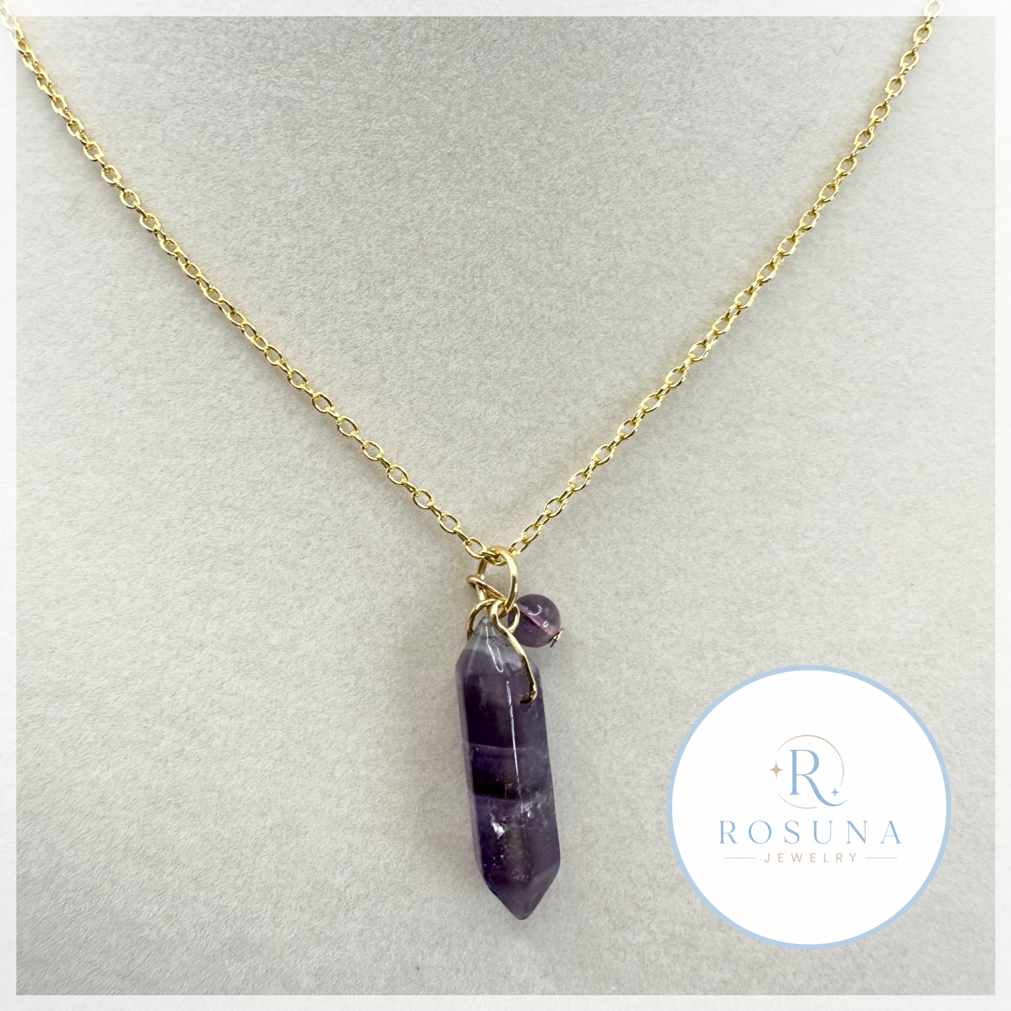 handmade amethyst gold necklace