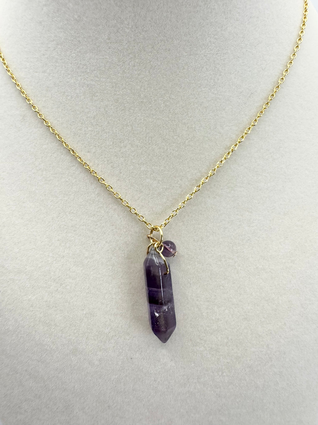 handmade amethyst gold necklace