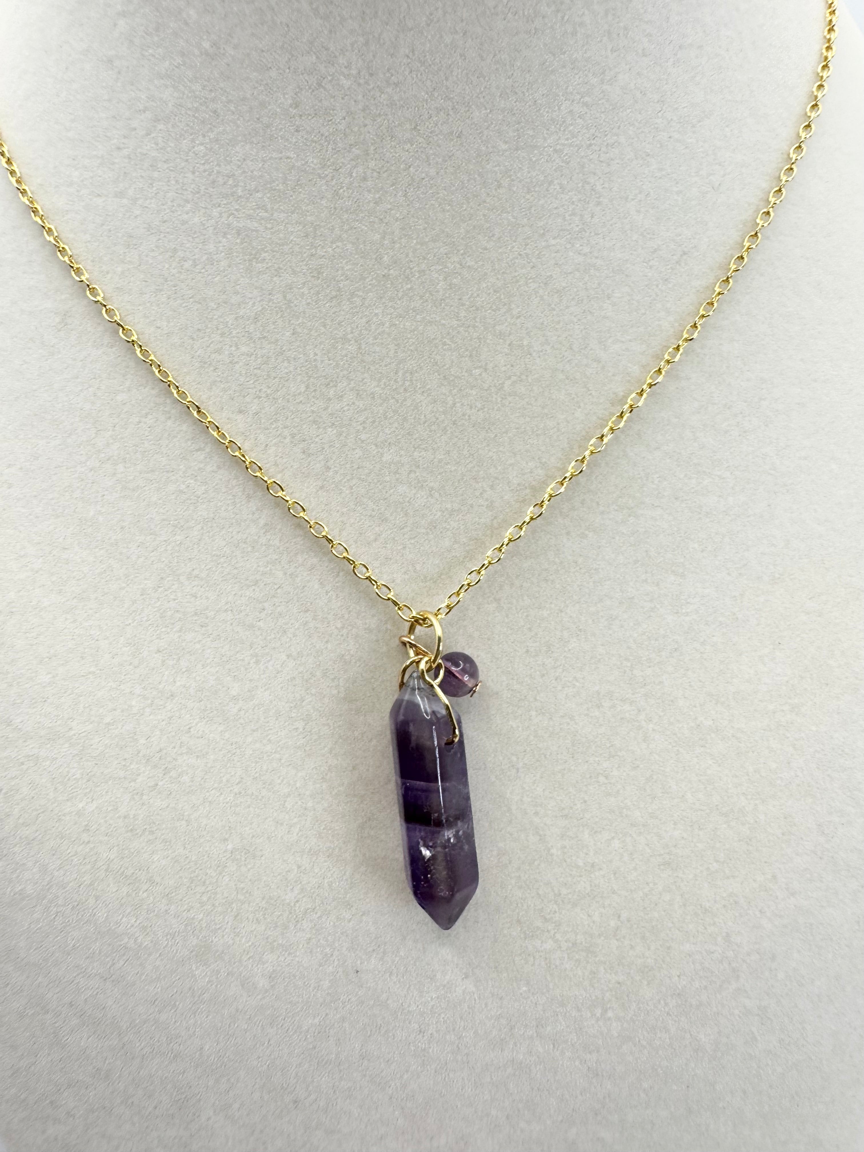 handmade amethyst gold necklace
