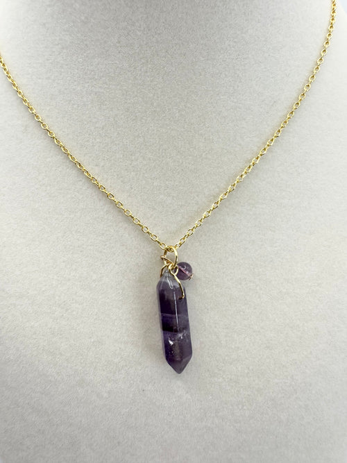 handmade amethyst gold necklace