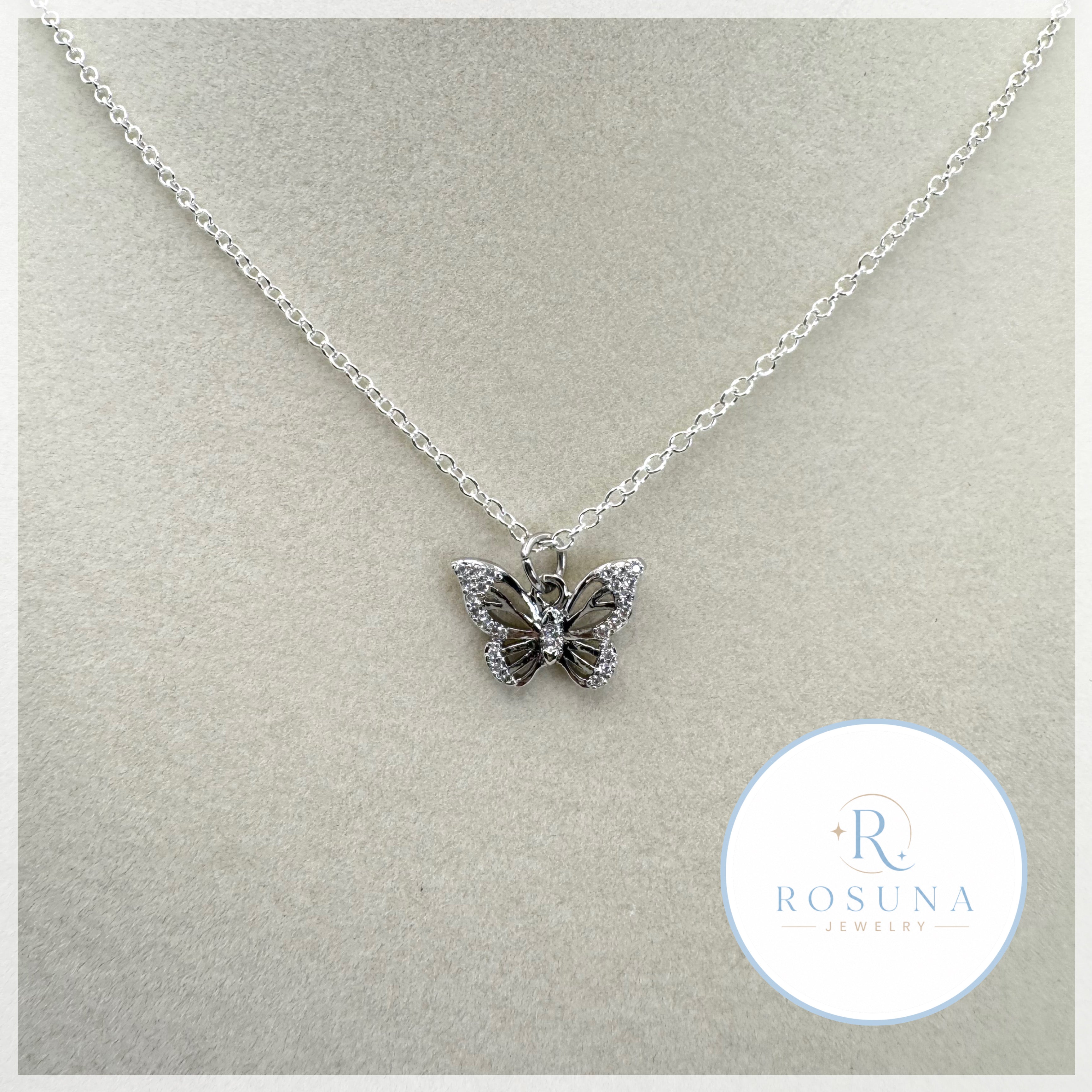 handmade butterfly silver necklace