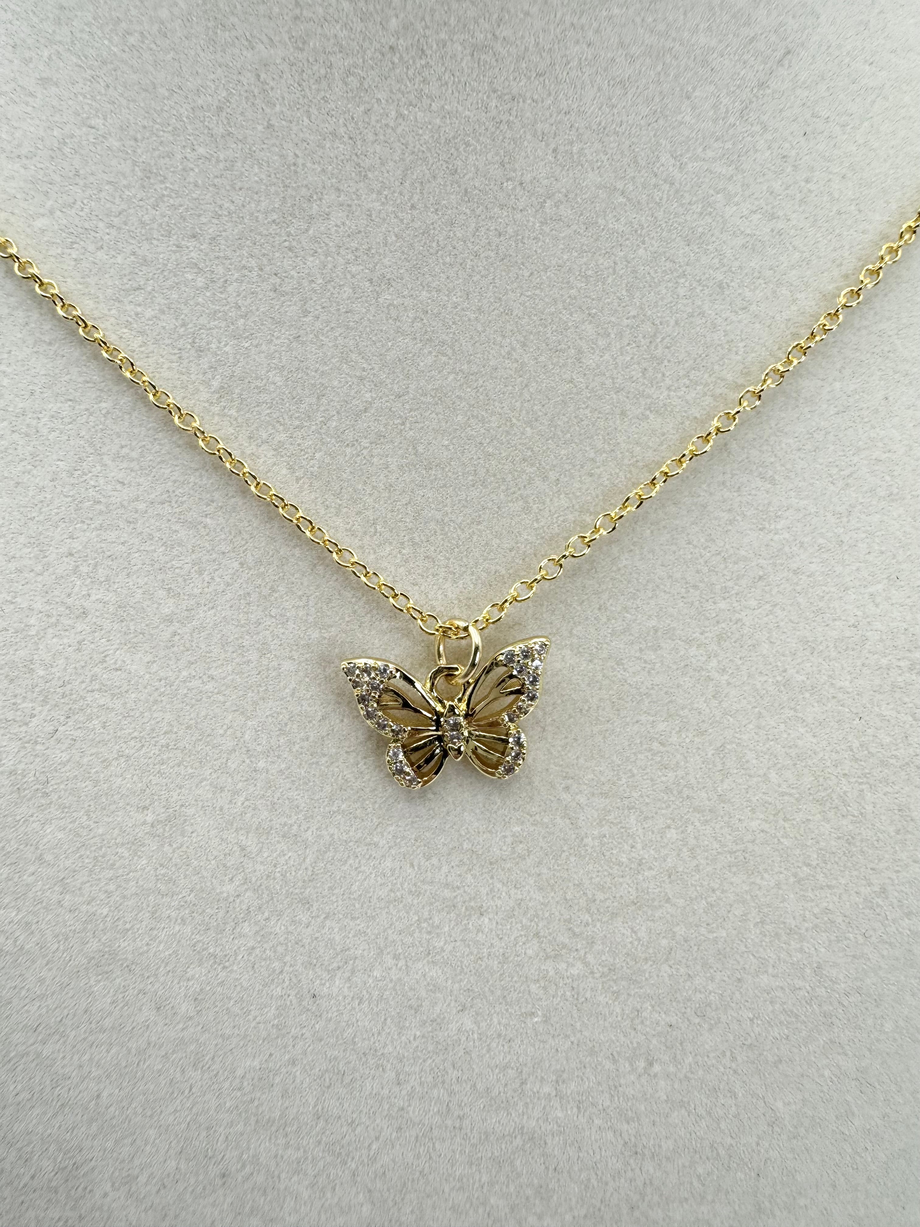 handmade butterfly gold necklace