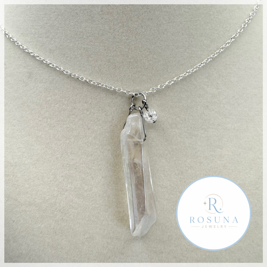 handmade quartz silver necklace