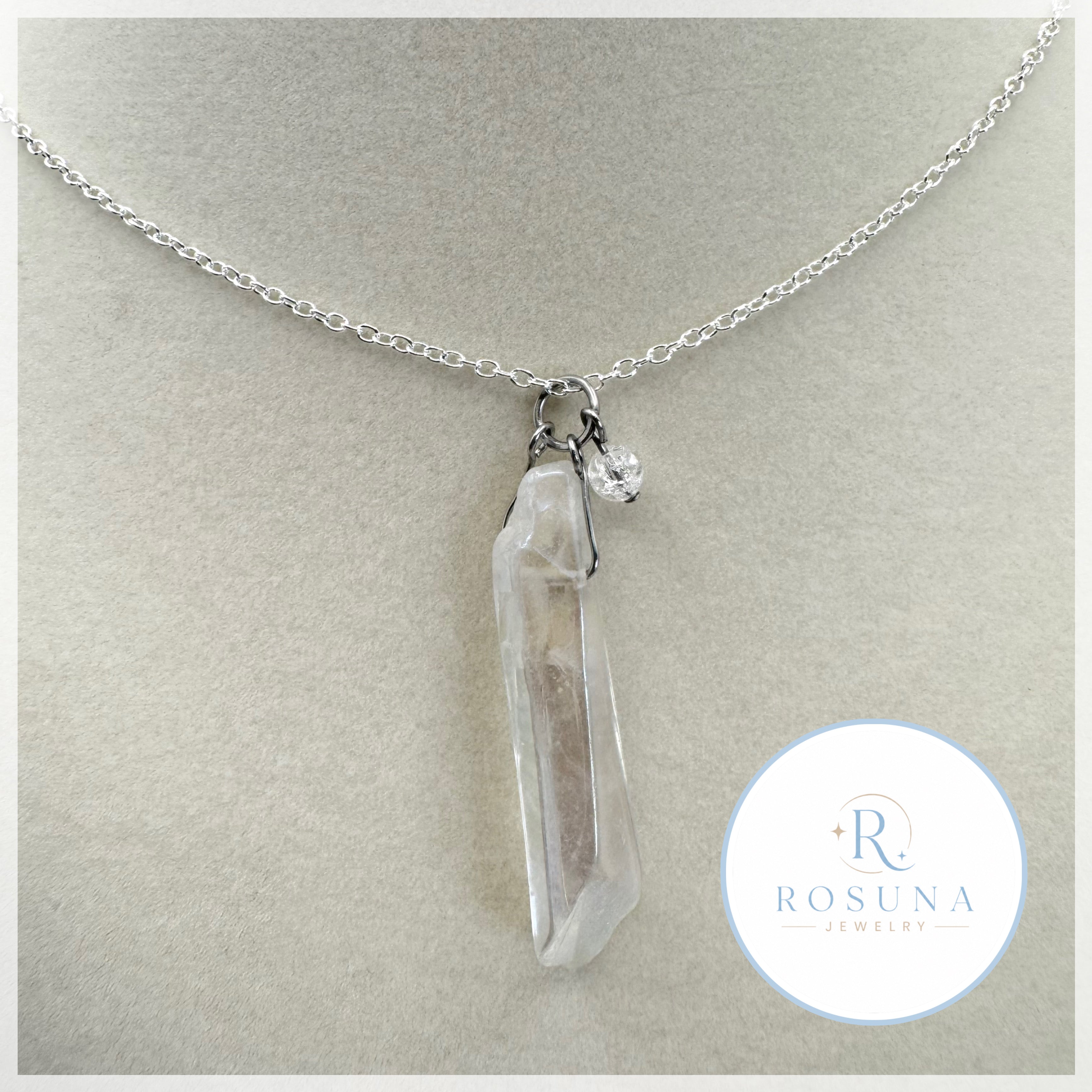 handmade quartz silver necklace
