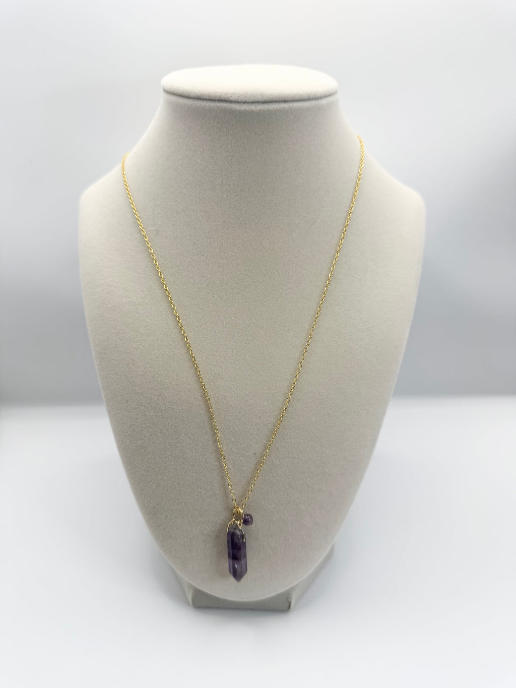 handmade amethyst gold necklace