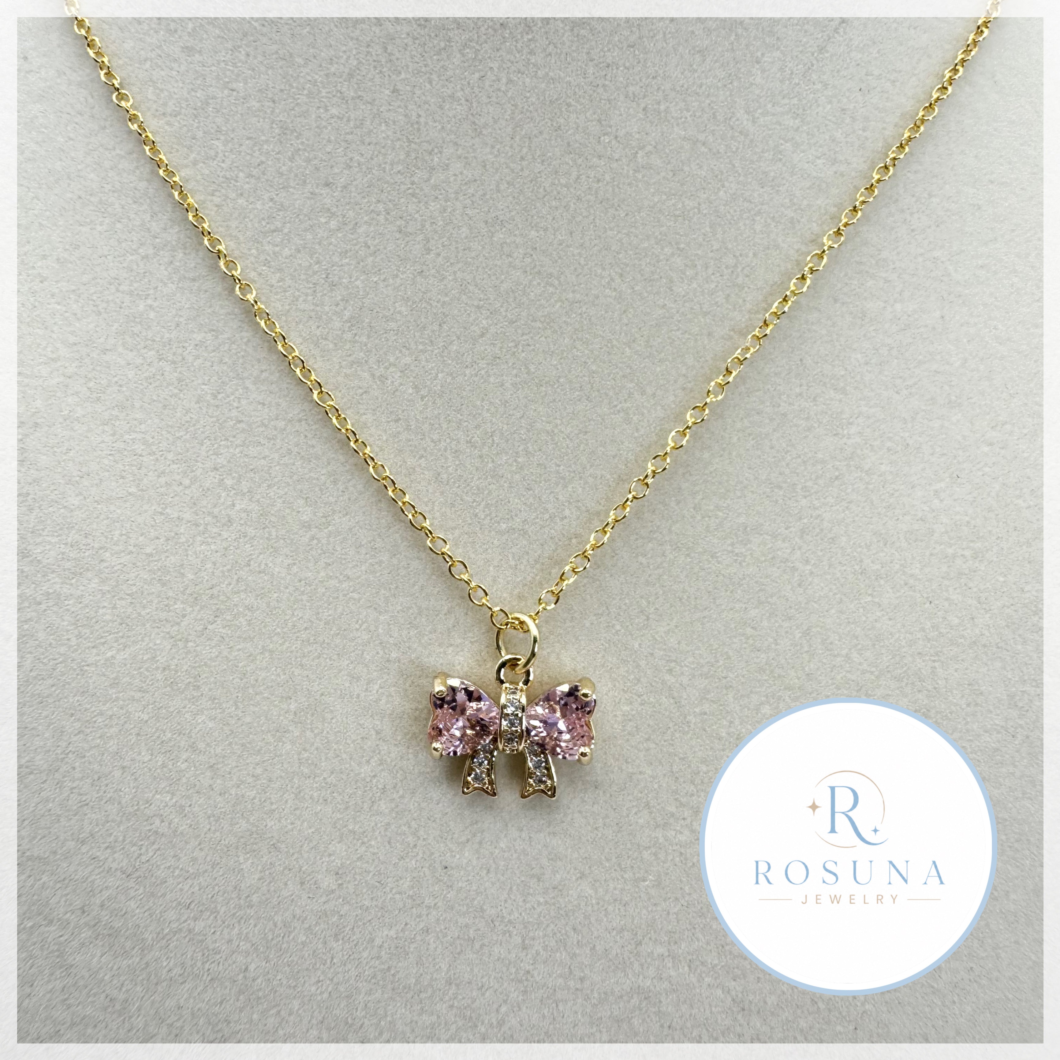 handmade pink bow necklace