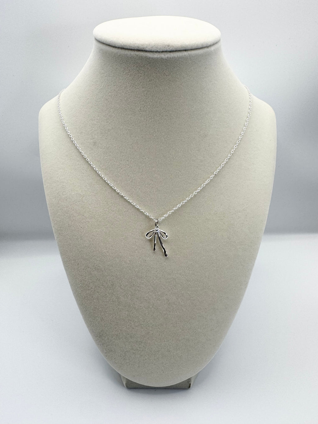 handmade bow silver necklace